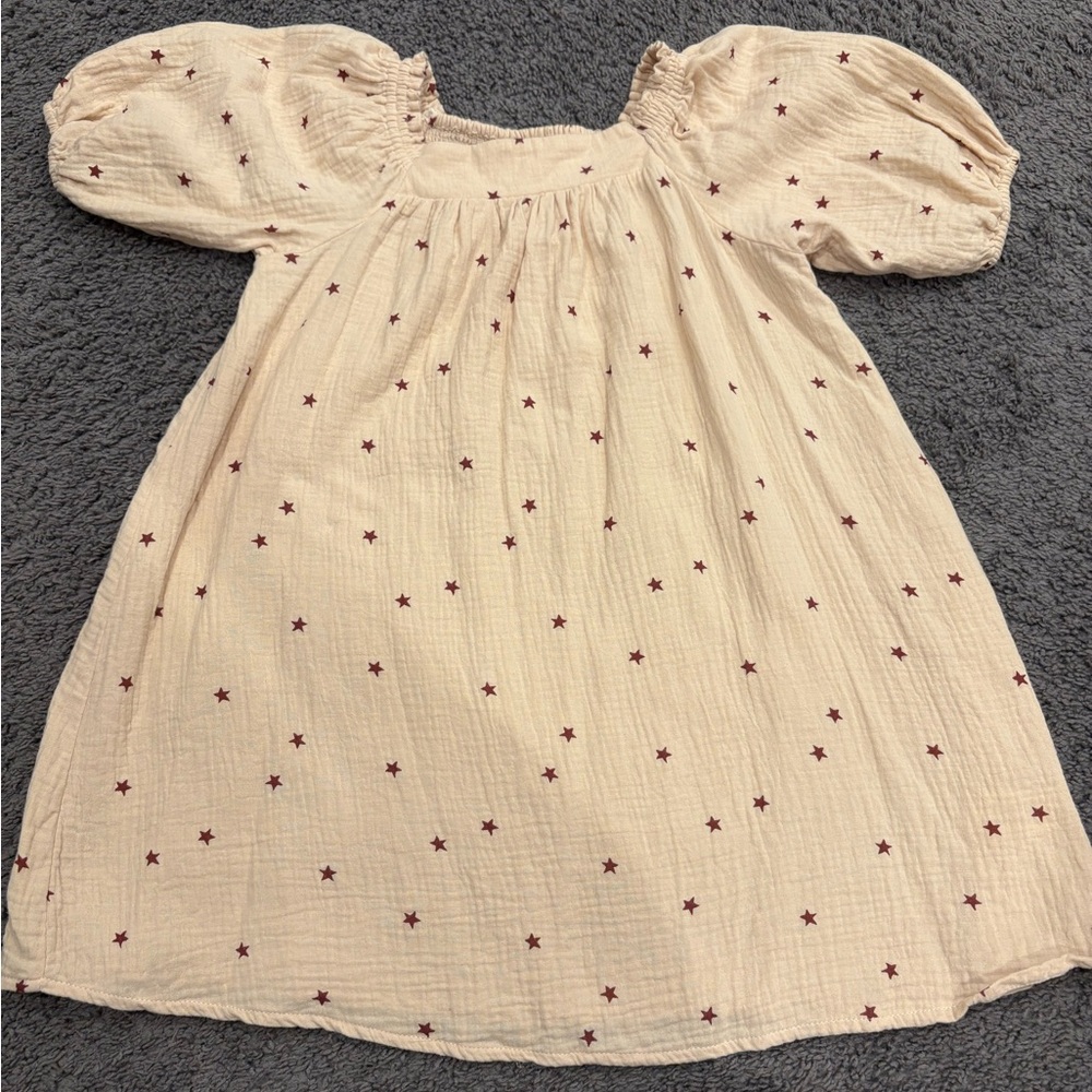 Rylee + Cru Cream Dress with Brown Star Pattern